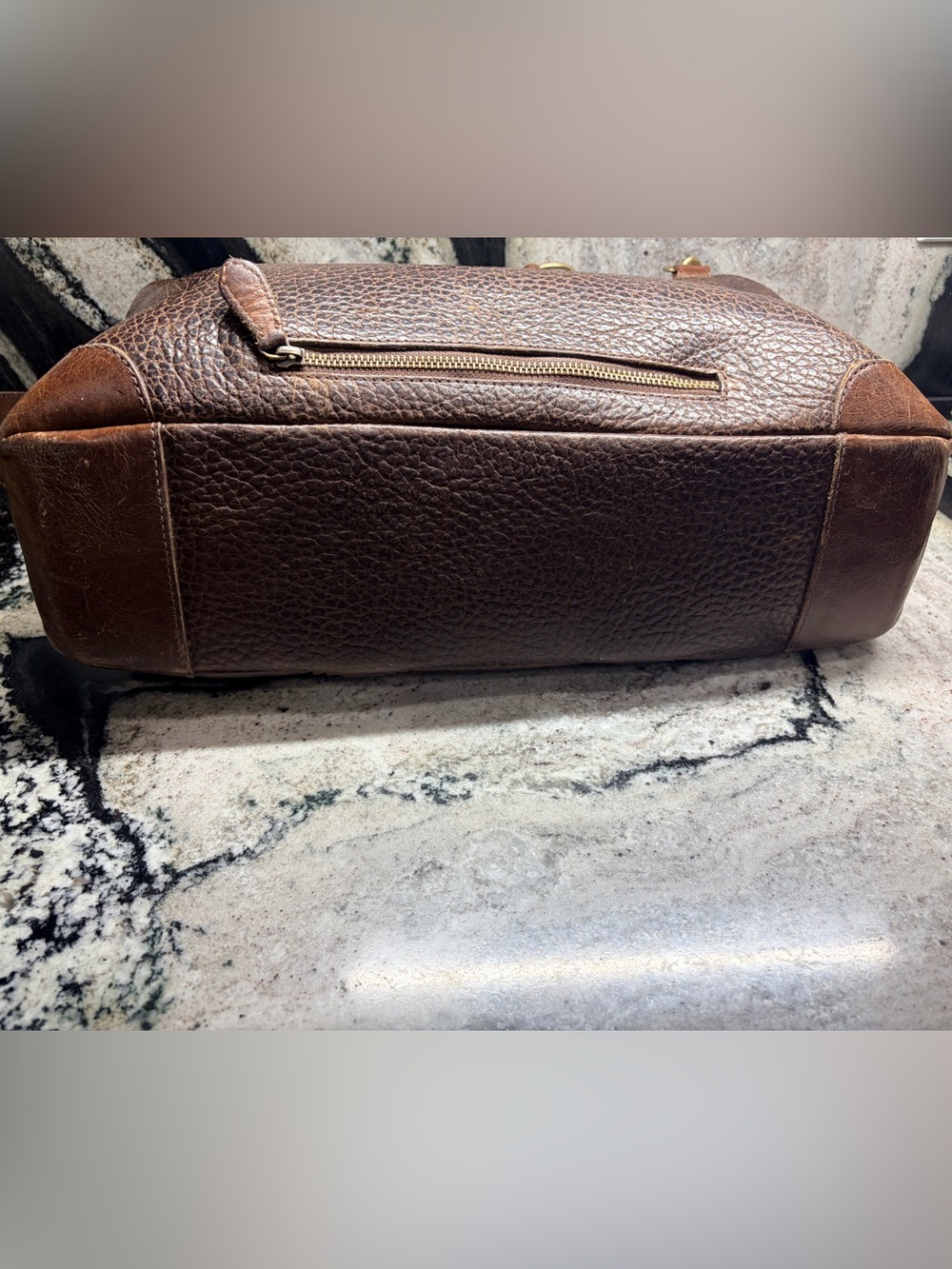 Lucchese Buffalo Leather Briefcase Messenger Laptop Bag Brown USA Luxury - Picture 5 of 12